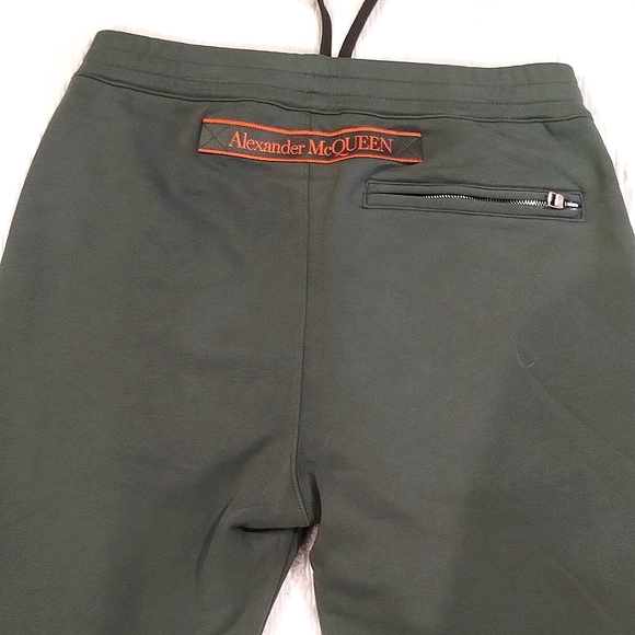 🔥BNWT🔥 Alexander McQueen  Jacquard-trimmed French Cotton-Green Joggers Size(S) - Picture 4 of 7
